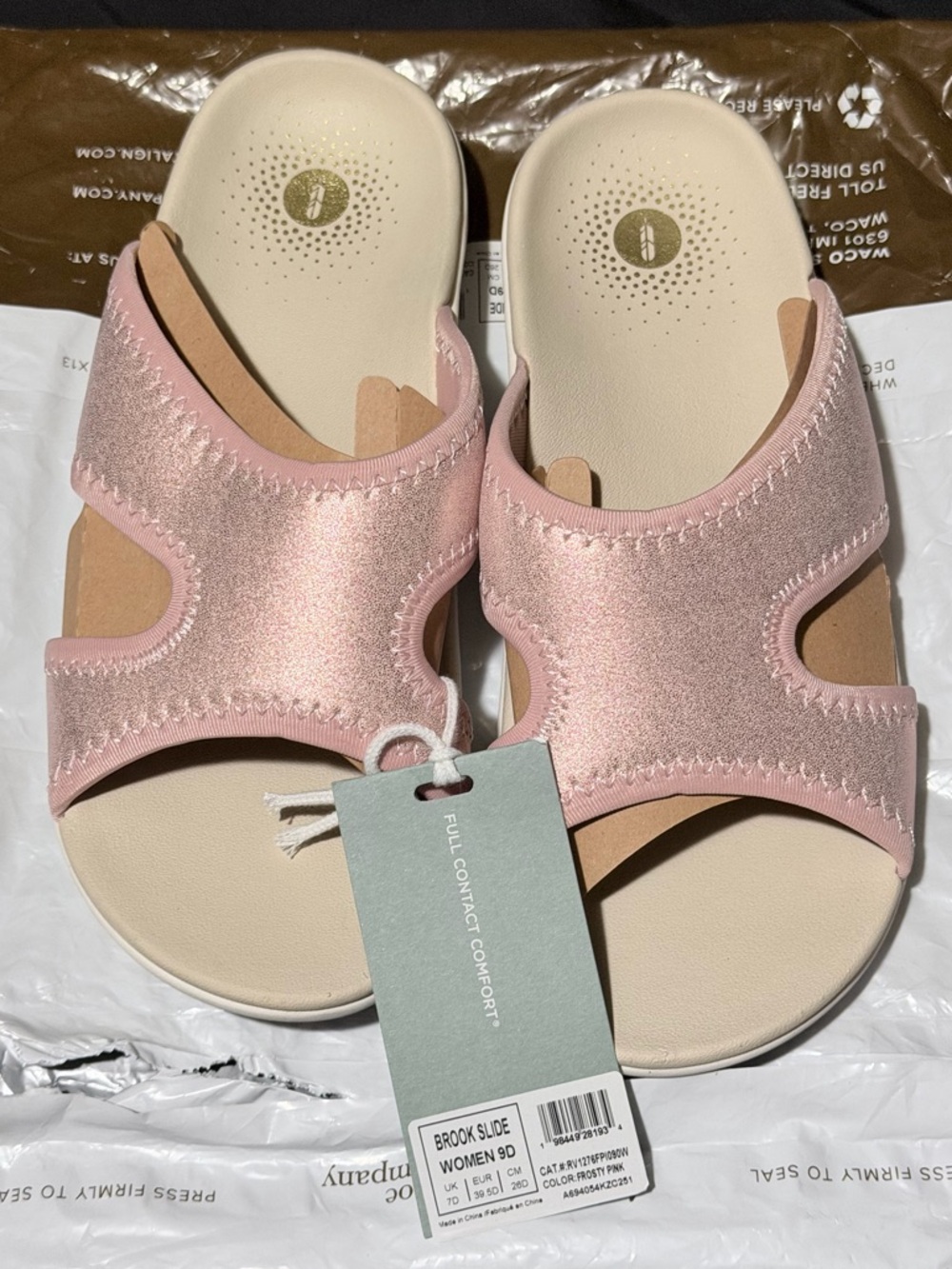 REVITALIGN Women’s Metallic Pink Slide Sandals